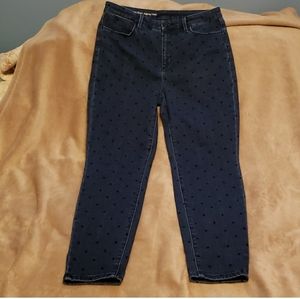 Talbots High- Waist Denim Jegging Ankle pant with black dots size 10